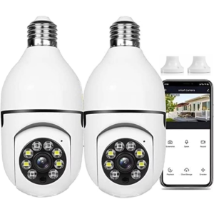 Wireless 1080p WiFi Light Bulb Camera with Motion Detection & Night Vision – 360° Smart Surveillance for Indoor & Outdoor
